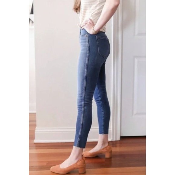 Everlane The Vintage Skinny Jean 26 Ankle High Rise‎ Button Fly Raw Hem Blue $78 - Picture 7 of 7